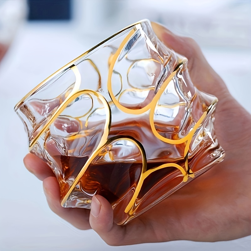 Whisky Beer And Wine - Vaso de Whisky con Línea Dorada,